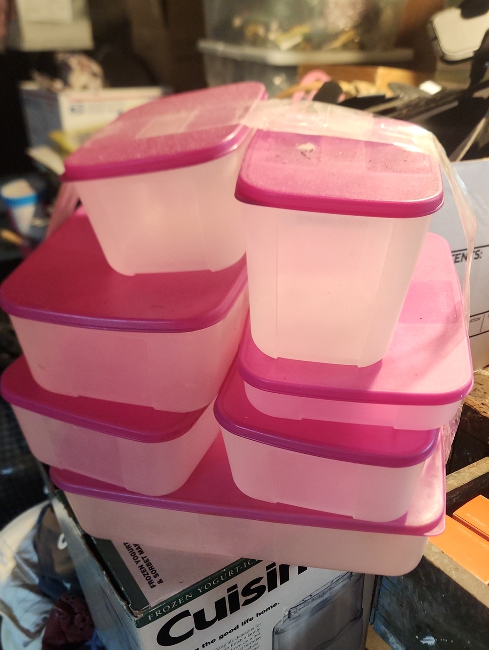 Set of 7 Pink Tupperware Freezer Food Storage Containers